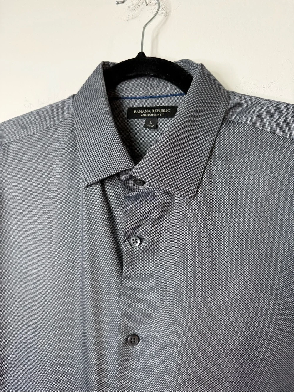 Banana Republic Men's Non-Iron Slim Fit Gray Dress Shirt - Size L
